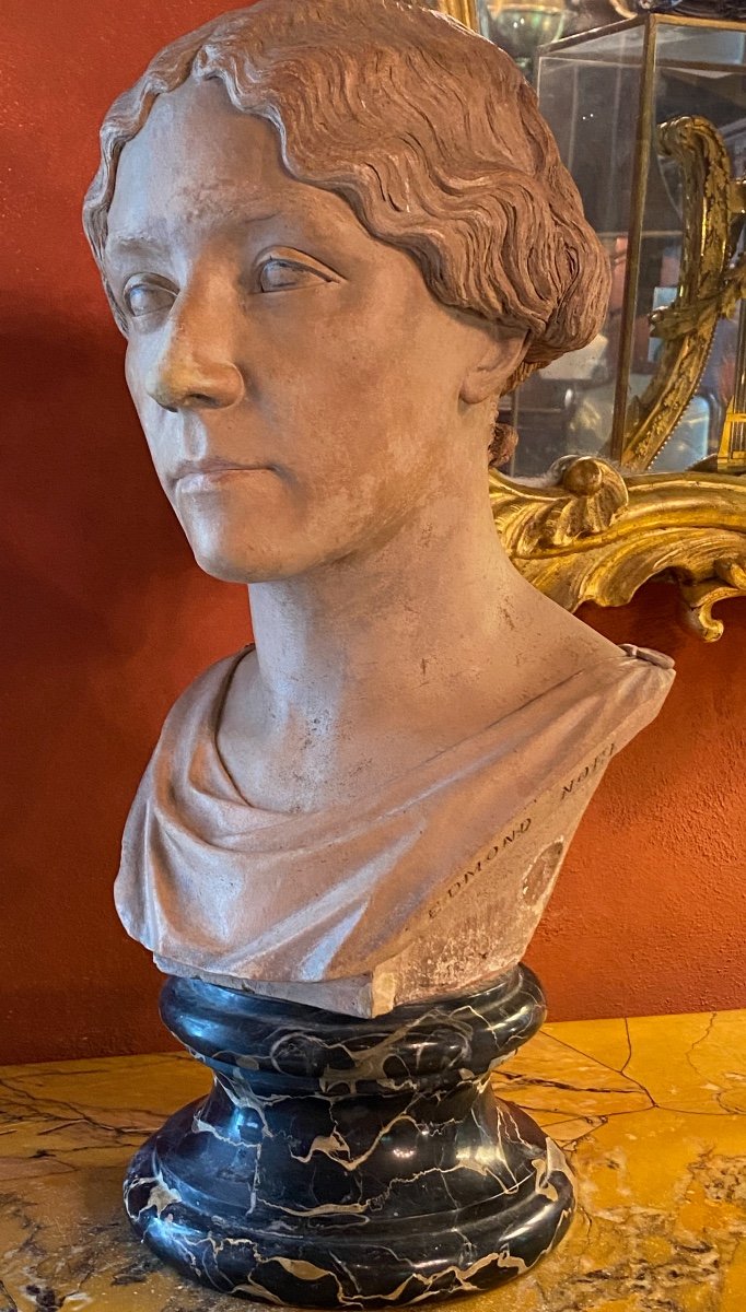 Buste De Femme En Terre Cuite Signé Edmond Noël Et Daté Janvier 1850