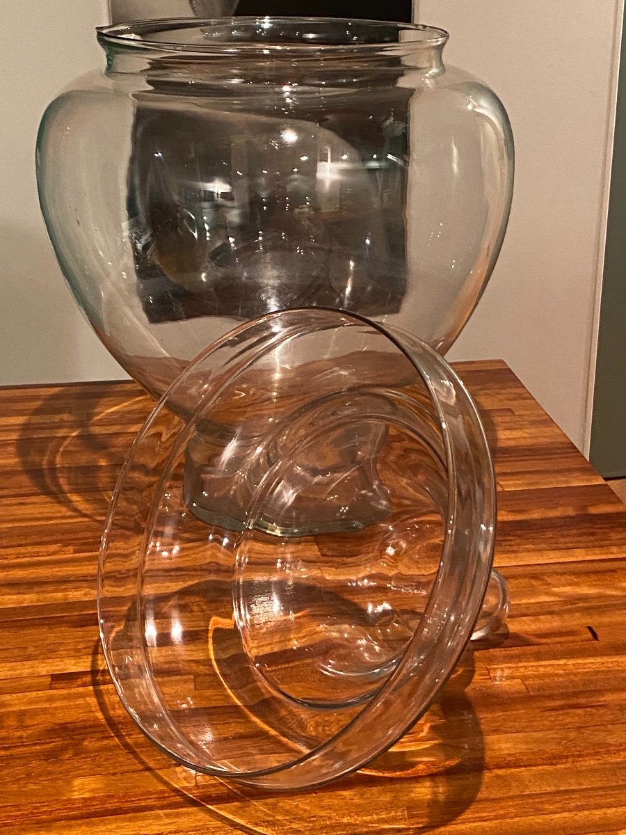 Huge Glass Pharmacy Jar 20 Eme Century-photo-4