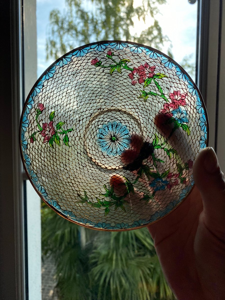 Coupelle En Cloisonné D’émail Plique à Jour Début Du XX Eme Siècle -photo-2