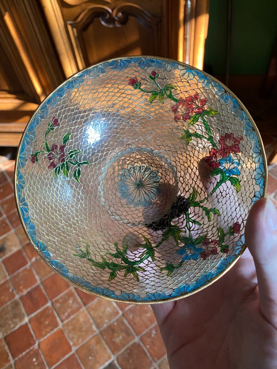 Coupelle En Cloisonné D’émail Plique à Jour Début Du XX Eme Siècle -photo-3