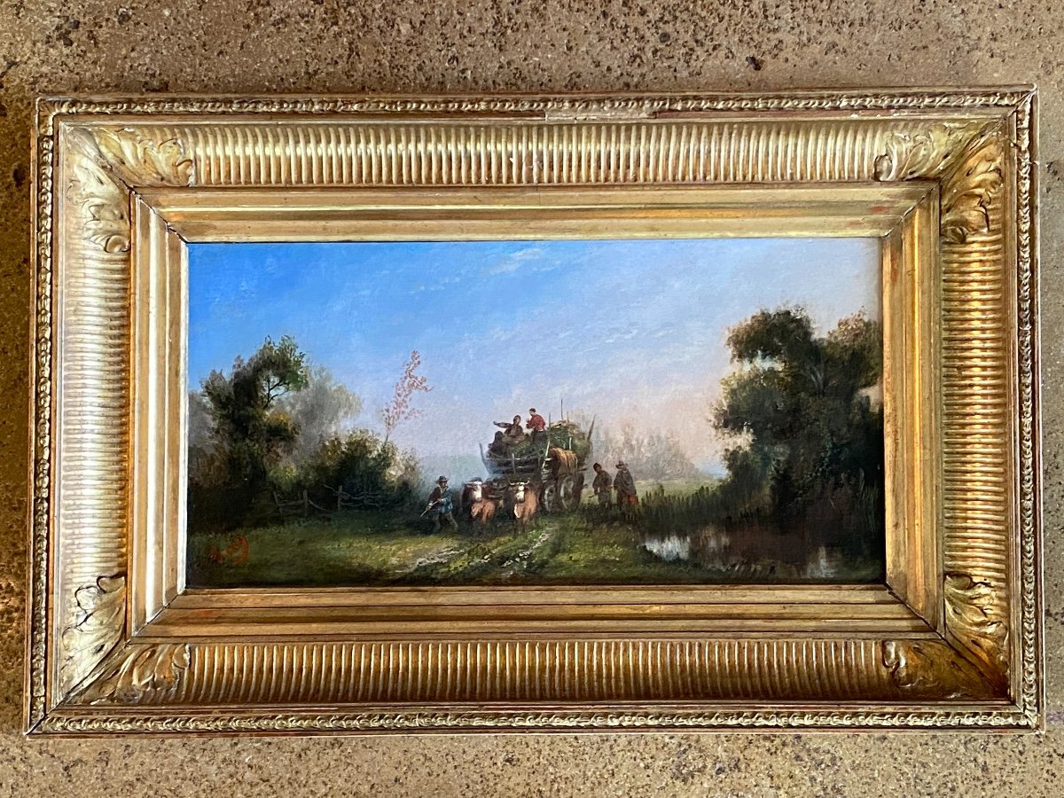Oil On Panel, Return From The Fields XIX Eme Century-photo-7