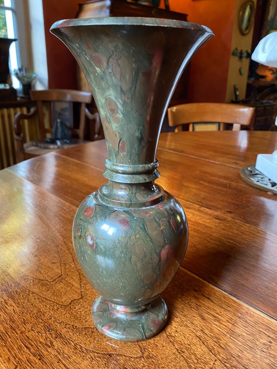 Vase Balustre En Brèche Verte Et Rouge, Souvenir Du Grand Tour -photo-2