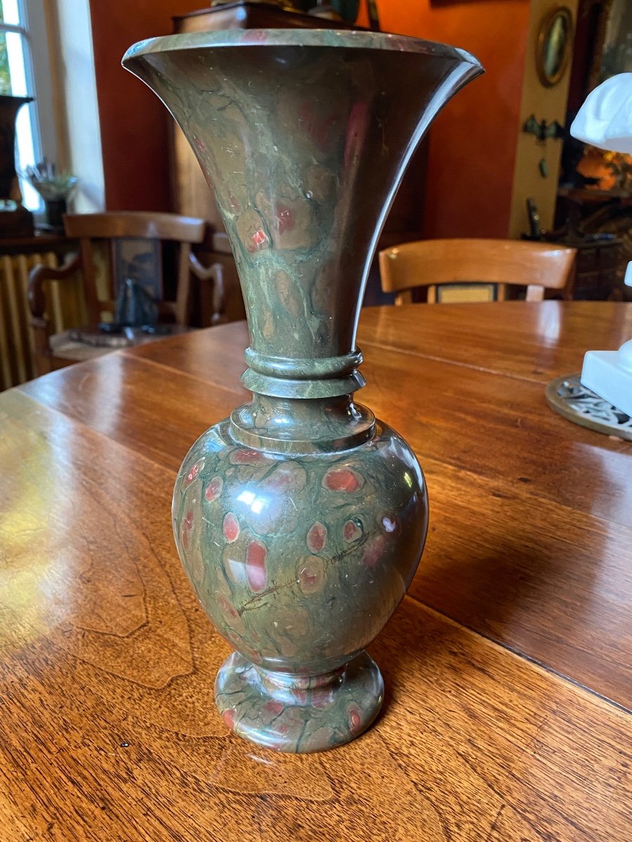 Vase Balustre En Brèche Verte Et Rouge, Souvenir Du Grand Tour -photo-3