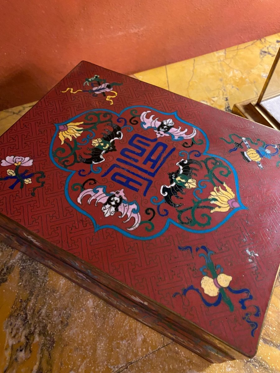 Coffret En émaux Cloisonnés Chine Début Du XX Eme Siècle -photo-3