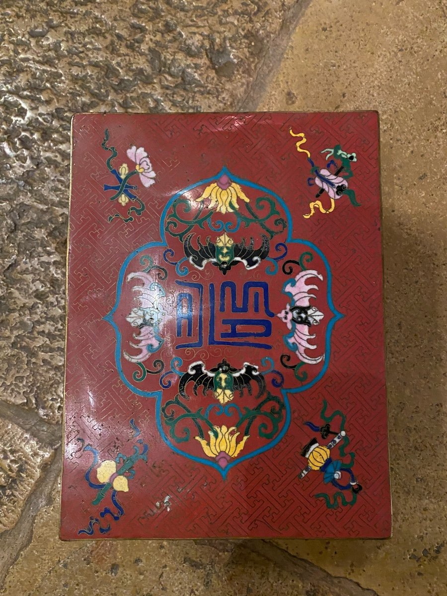 Coffret En émaux Cloisonnés Chine Début Du XX Eme Siècle -photo-3