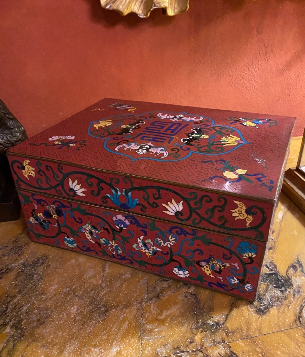 Coffret En émaux Cloisonnés Chine Début Du XX Eme Siècle 