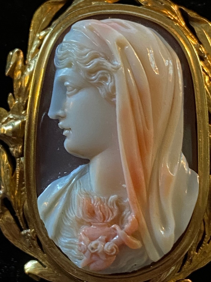 Cameo Brooch Of The Immaculate Heart Of Mary, 2nd Half Of The XIX Eme Century-photo-4