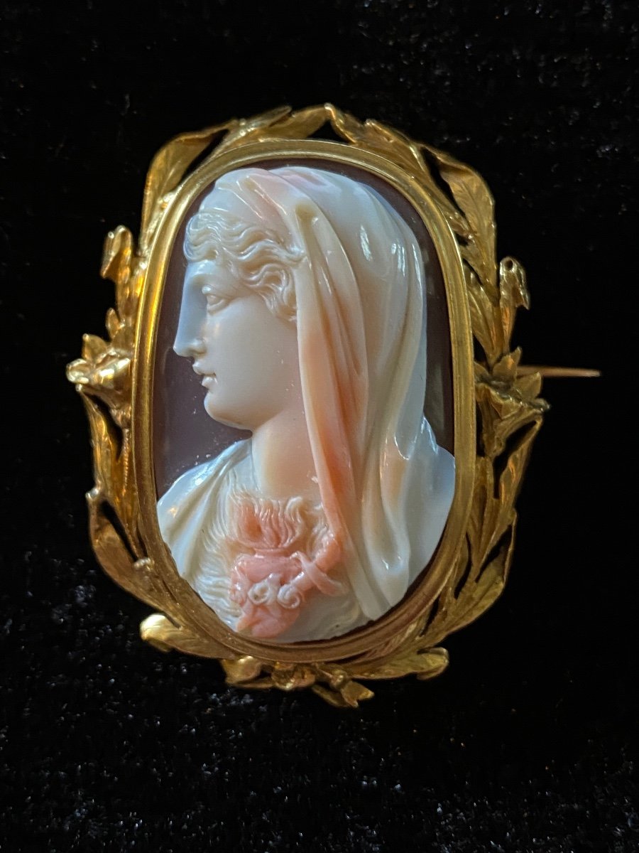 Cameo Brooch Of The Immaculate Heart Of Mary, 2nd Half Of The XIX Eme Century