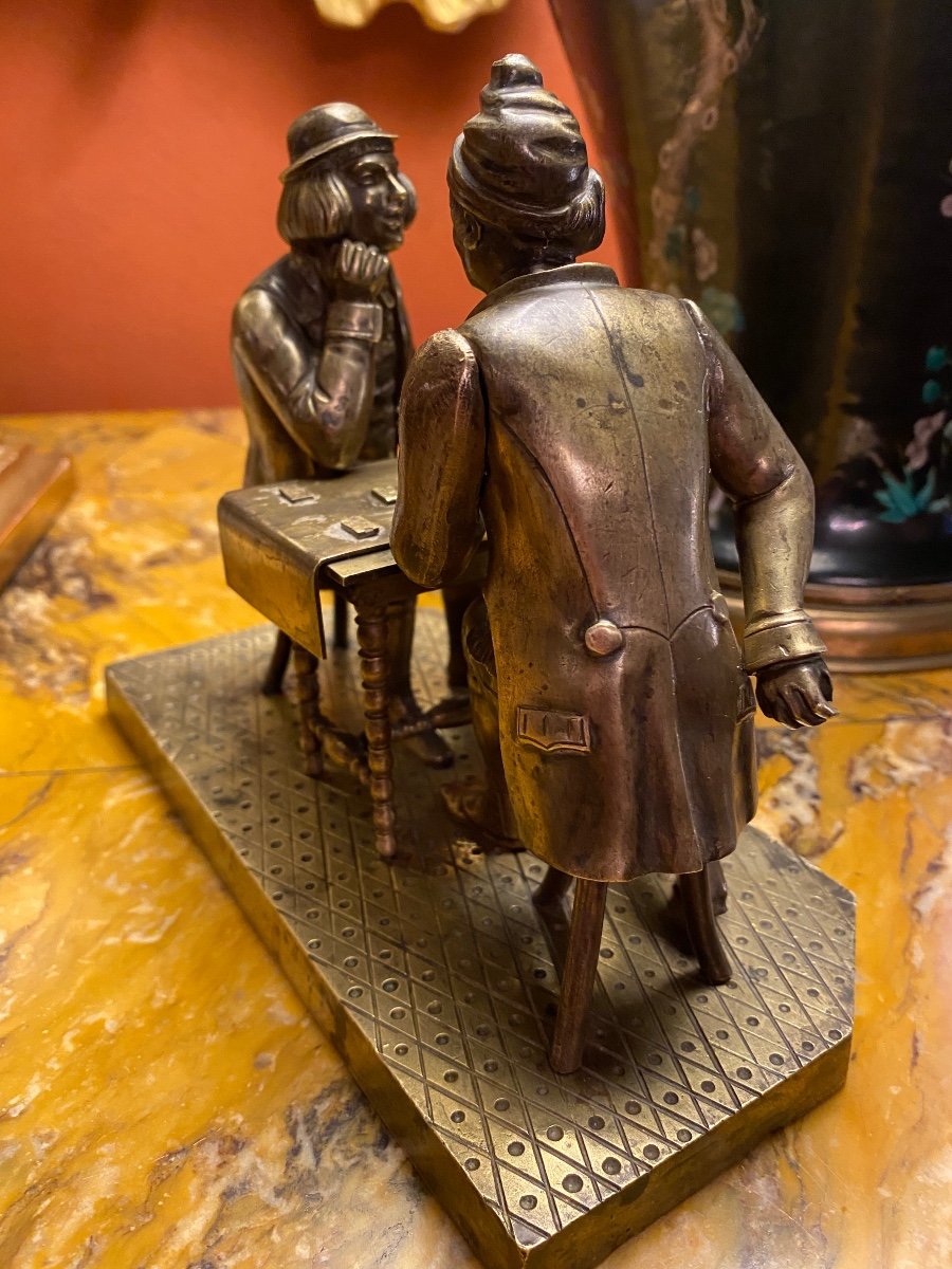 Les Joueurs De Cartes, Bronze Du XIX Eme Siècle -photo-3