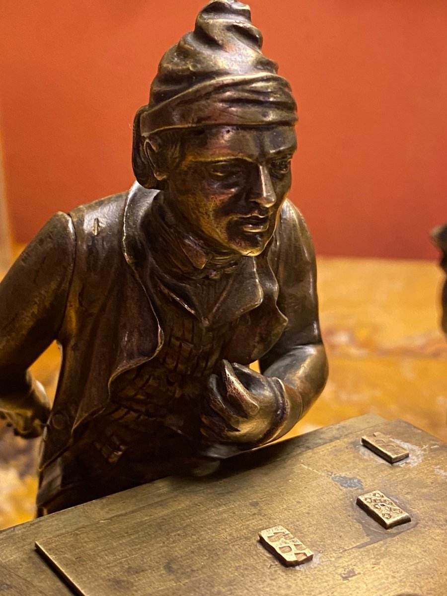 Les Joueurs De Cartes, Bronze Du XIX Eme Siècle -photo-7