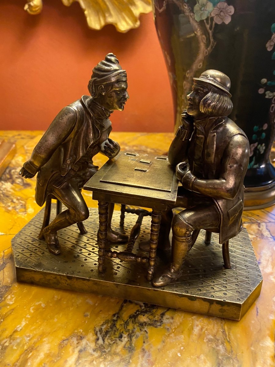 Les Joueurs De Cartes, Bronze Du XIX Eme Siècle 