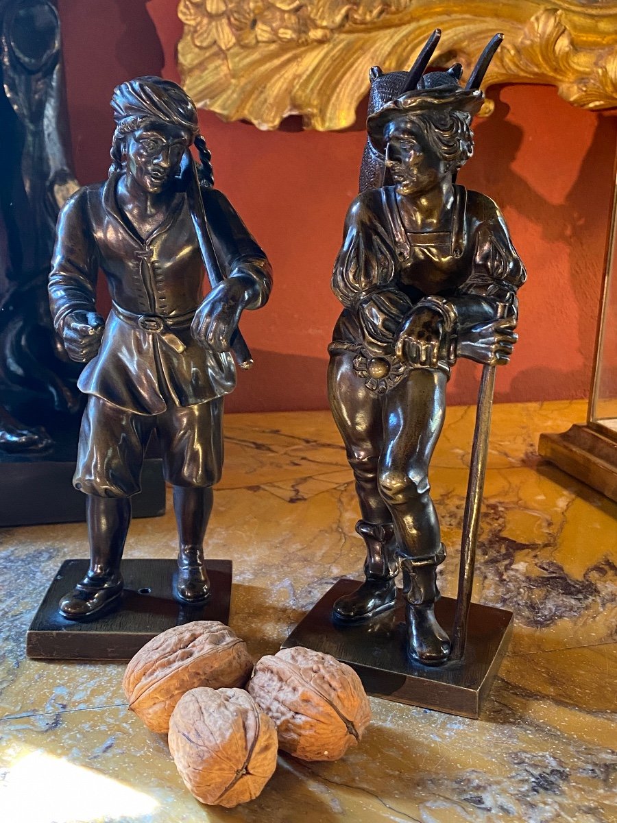 Pair Of Portefaix In Bronze Renaissance Style, XIX Eme Century-photo-3