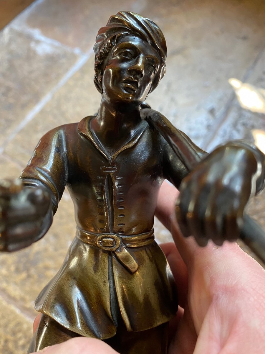 Pair Of Portefaix In Bronze Renaissance Style, XIX Eme Century-photo-3