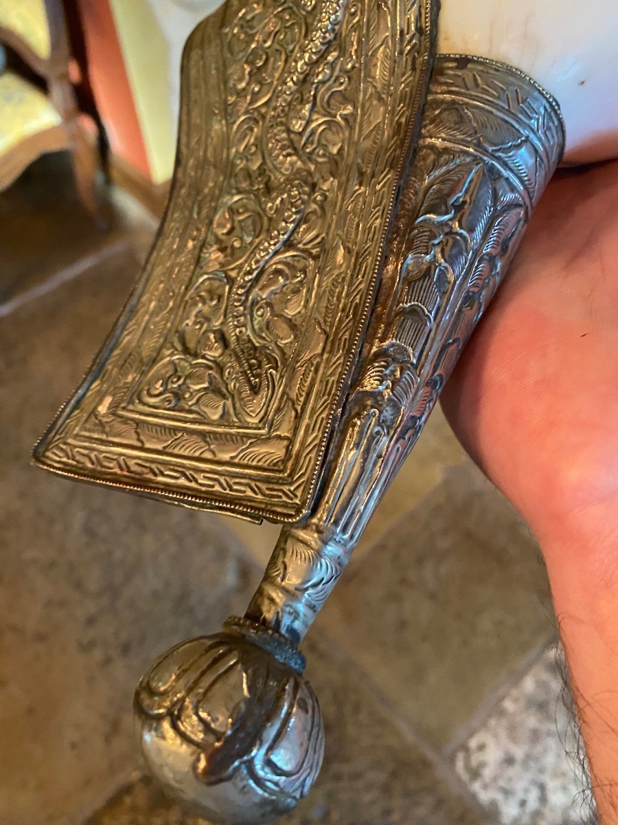 Large Dressed Conch Lucky Charm, Tibetan 1st Half Of The 20th Century-photo-6