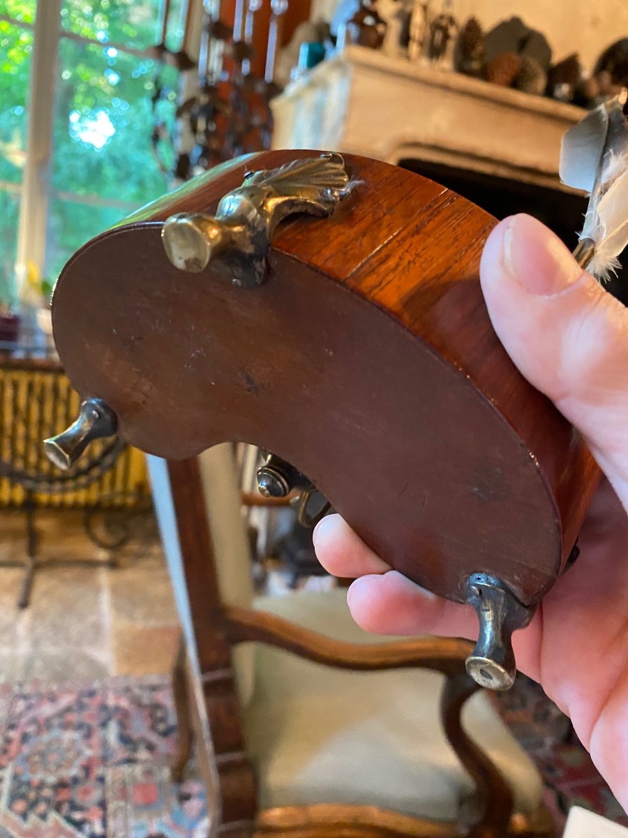 Inkwell Kidney Candle Holder In Rosewood Louis XV Period-photo-2