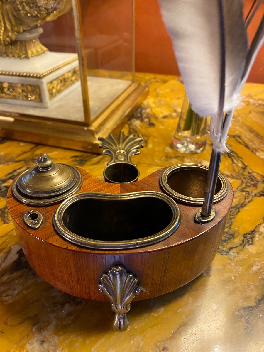 Inkwell Kidney Candle Holder In Rosewood Louis XV Period