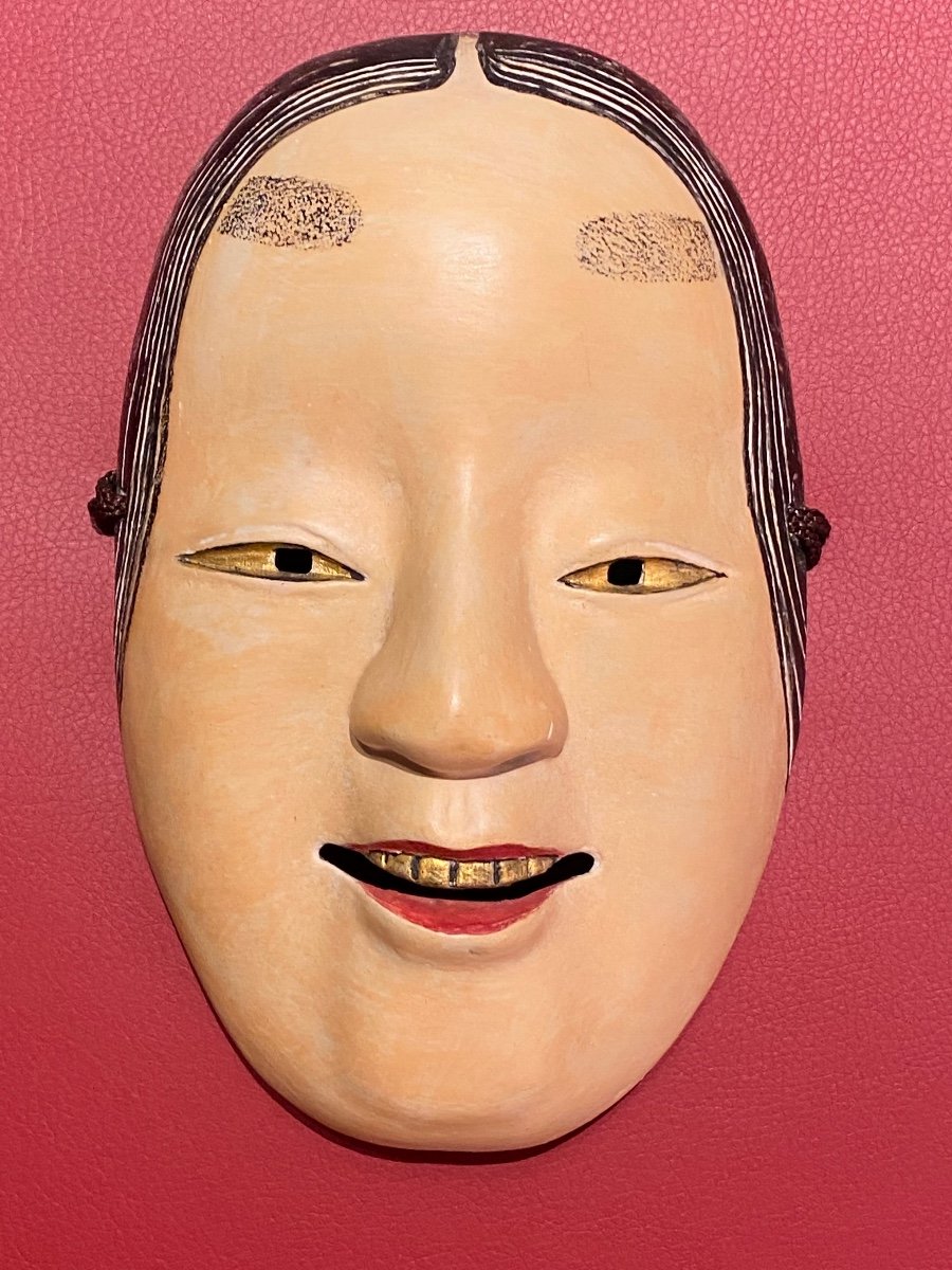 Masque Du Théâtre Noh, Jeune Femme Koohote En Papier Mâché, 1 ère Moitié Du XX Eme Siècle -photo-2