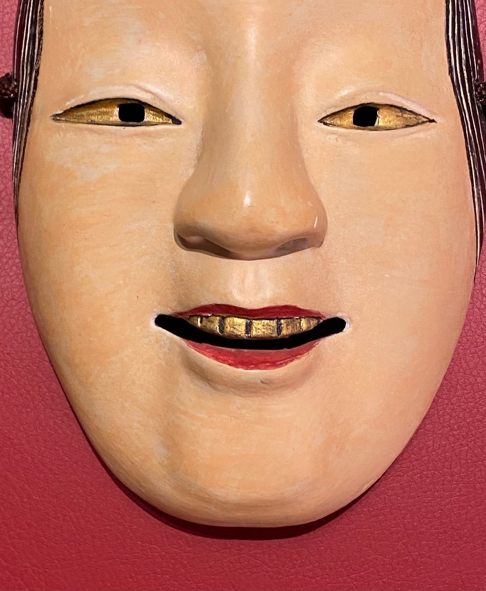 Masque Du Théâtre Noh, Jeune Femme Koohote En Papier Mâché, 1 ère Moitié Du XX Eme Siècle -photo-3