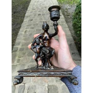 Italian Renaissance Style Faun Candlestick