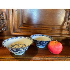 Pair Of Chinese Blue Porcelain Bowls Dite Kraak