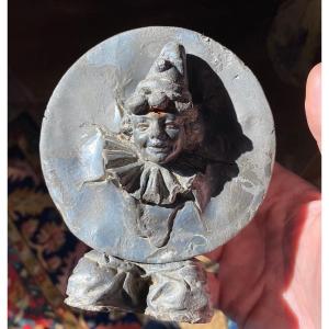 White Clown In Pewter Beginning Of The XX Eme Century, Fairground Art