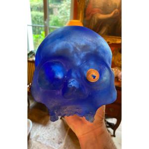 Blue Crystal Tribal Skull, Korwar Circa 1970