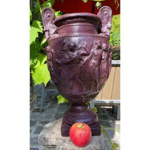 Grand Vase étrusque Imitant Le Porphyre, Fin Du XIX Eme Siècle 