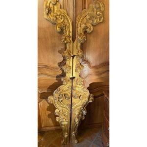 Two Large Elements Of Woodwork In Golden Wood From The XVIII Eme Century