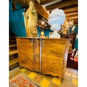 Large Louis XV Commode With Doors, 18th Century In Walnut