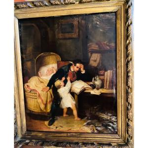 Interior Scene From The 19th Century, An Overwhelmed Dad 
