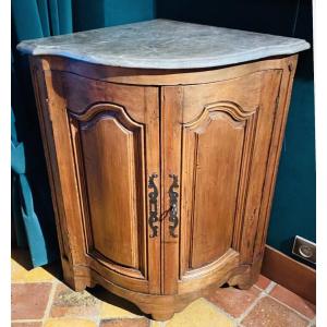 Beautiful Louis XV Curved Corner Cabinet In Walnut From The 18th Century