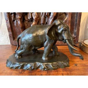 Japan, Large Bronze Elephant From The Meiji Period