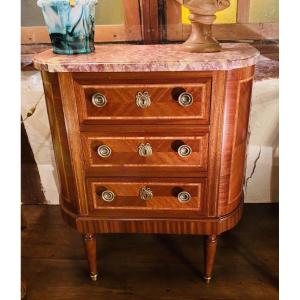 Small Louis XVI Style Chest Of Drawers With Rounded Sides, Faubourg Work, Circa 1930