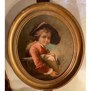 Peinture d’enfant, le jeune élève d’après Drouais