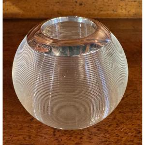 Pyrogène art déco en cristal taillé et argent pour amateurs de cigares 