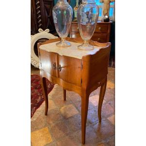 Table à En Cas ou table de chevet D’époque Louis XV En Merisier à Dessus Marbre