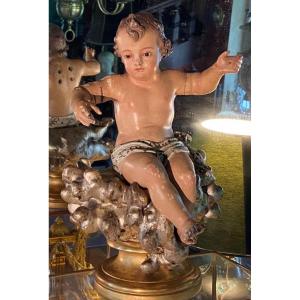 Statue Of The Infant Jesus In Majesty On Silver Clouds, 18th Century
