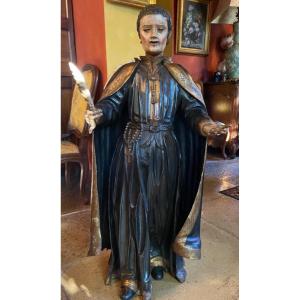 Large Polychrome Statue Probably Of Saint Thomas