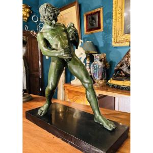 Imposant Faune à L’outre D’après Sabatino De Angelis (1838-)