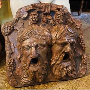 Bacchus, déversoir de fontaine, modelo,De Bacchus, Grand Plâtre Patiné Fin Du XIX Eme Siècle