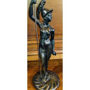 Bronze du XVIII eme siècle, Athéna ou Minerve casquée et nue
