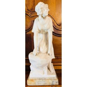 Marble Statue Of A Young Girl In The Style Of Greuze