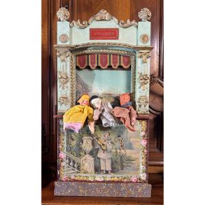 Guignol Puppet Theater In Painted And Gilded Wood – Neoclassical Decor – Late 19th / Early 20th Century