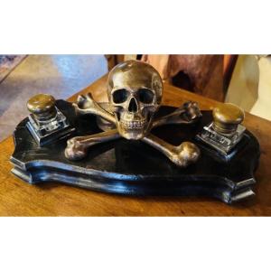 Inkwell With Vanity Theme, Forming Memento Mori, Late 19th Century 