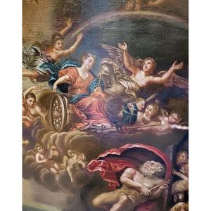 Mythological Painting, The Triumph Of Juno, Oil On Canvas, 18th Century
