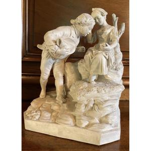 CHARMANT GROUPE EN TERRE DE LORRAINE SIGNÉ CYFFLÉ (1724-1806)  Artiste : D'après Paul-louis Cyf