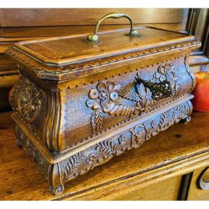Carved Walnut Rhone Valley Wedding Box, 19th Century