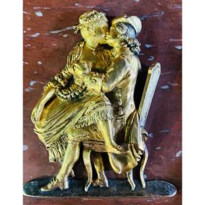 19th Century Libertin Table In Marble And Bronze With Double Patinefin