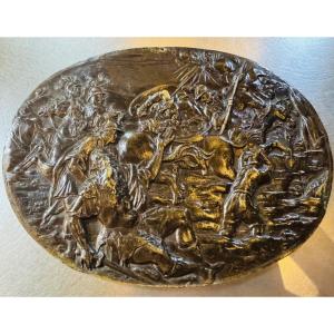 LA CONVERSION DE SAINT PAUL, GRANDE PLAQUE EN BRONZE DU XVII EME SIÈCLE EN FORT RELIEF