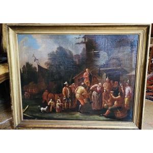 Fête Villageoise, Oil On Canvas, 18th Century